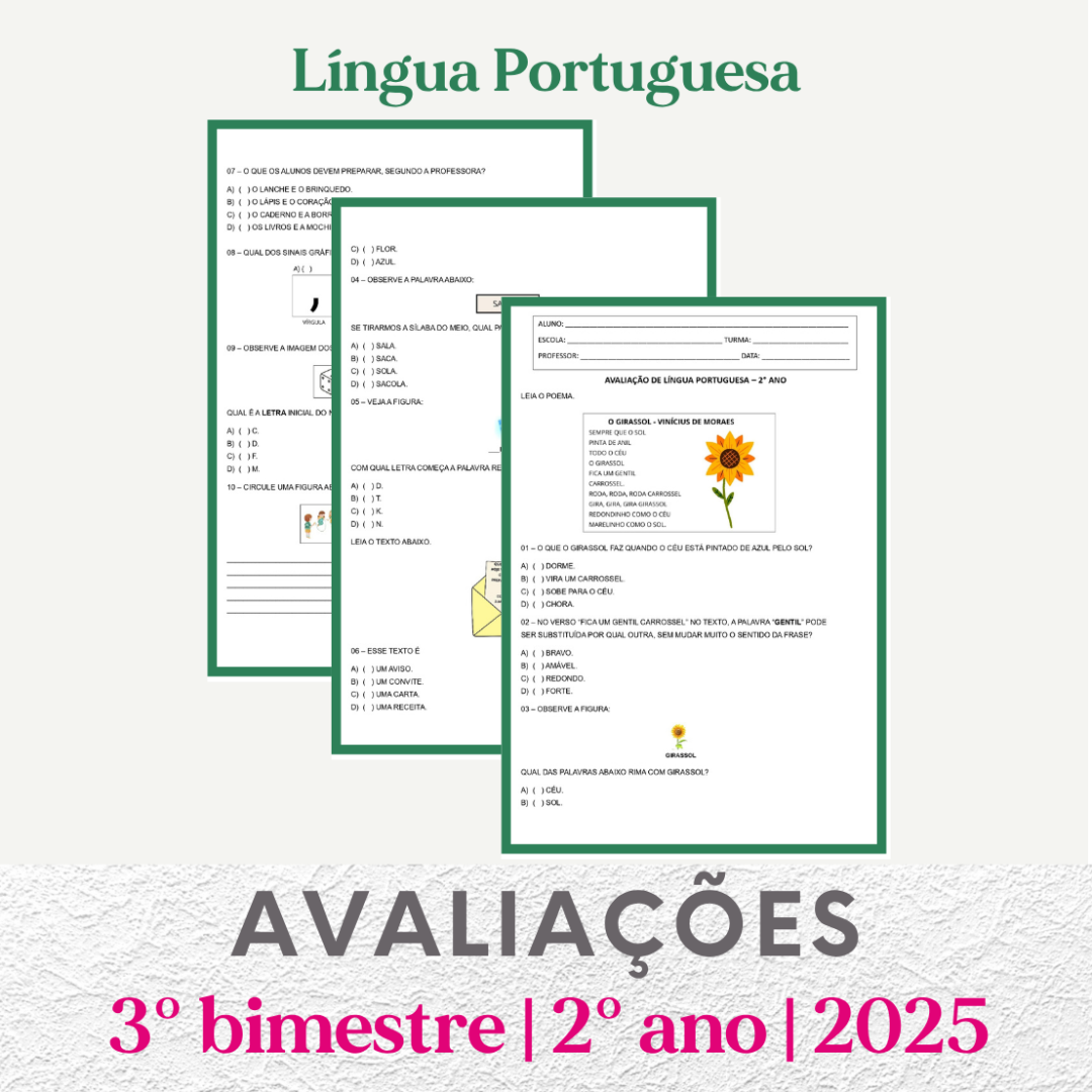 2° ano - Avaliação 2025 - 3° bimestre - Todas as disciplinas