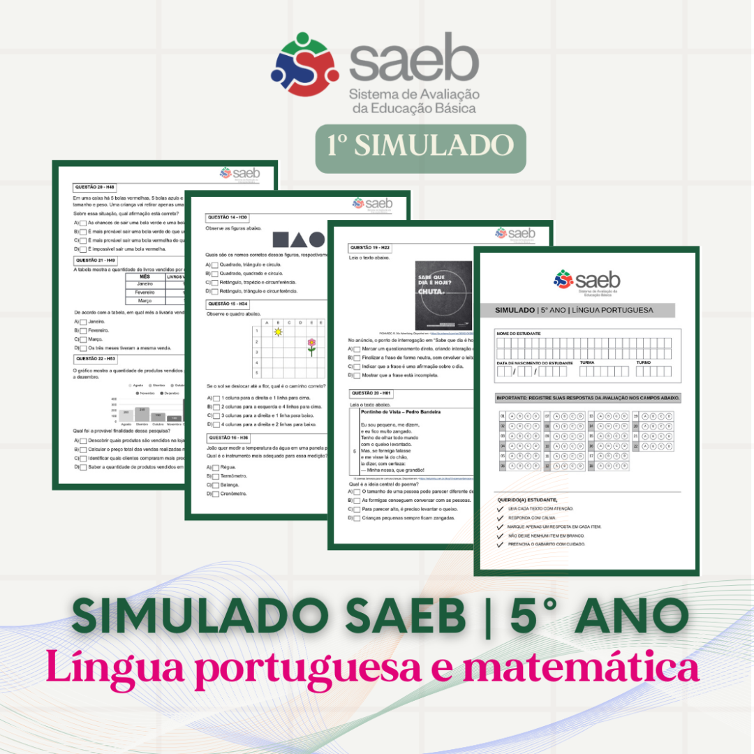 1° simulado SAEB | 5° ano | Língua portuguesa e matemática