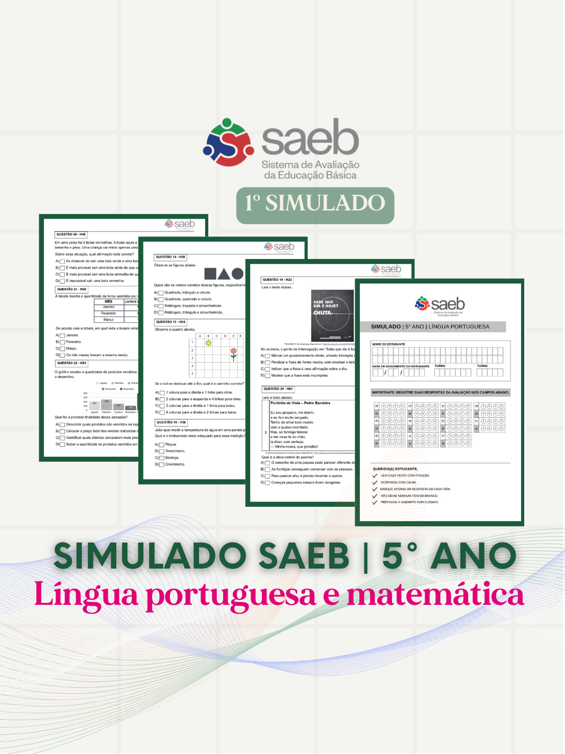 1° simulado SAEB | 5° ano | Língua portuguesa e matemática