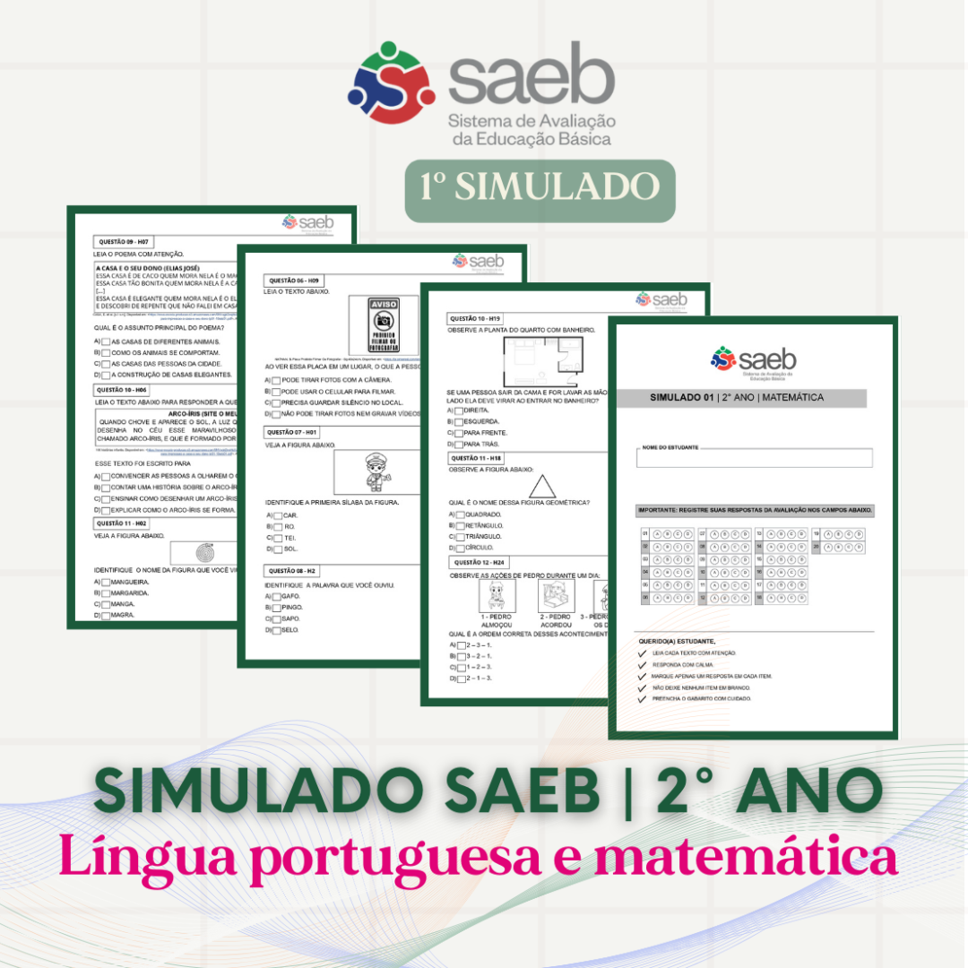 1° simulado SAEB | 2° ano | Língua portuguesa e matemática