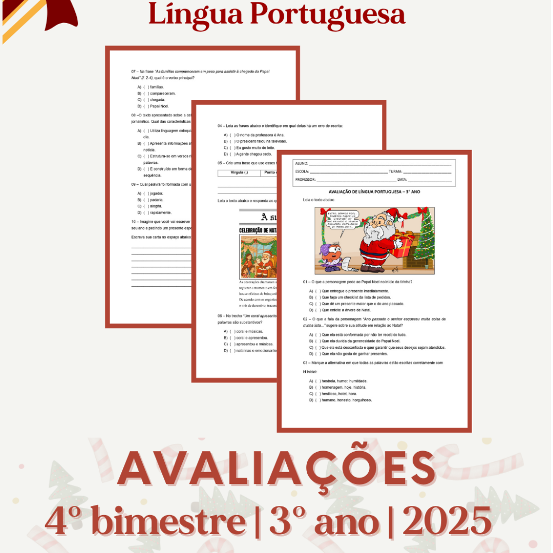 3° ano - Avaliação 2025 - 4° bimestre - Todas as disciplinas