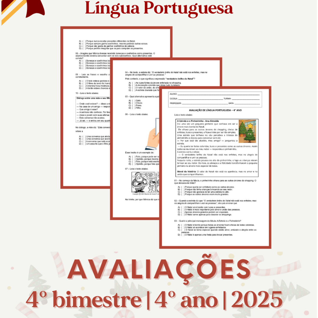4° ano - Avaliação 2025 - 4° bimestre - Todas as disciplinas