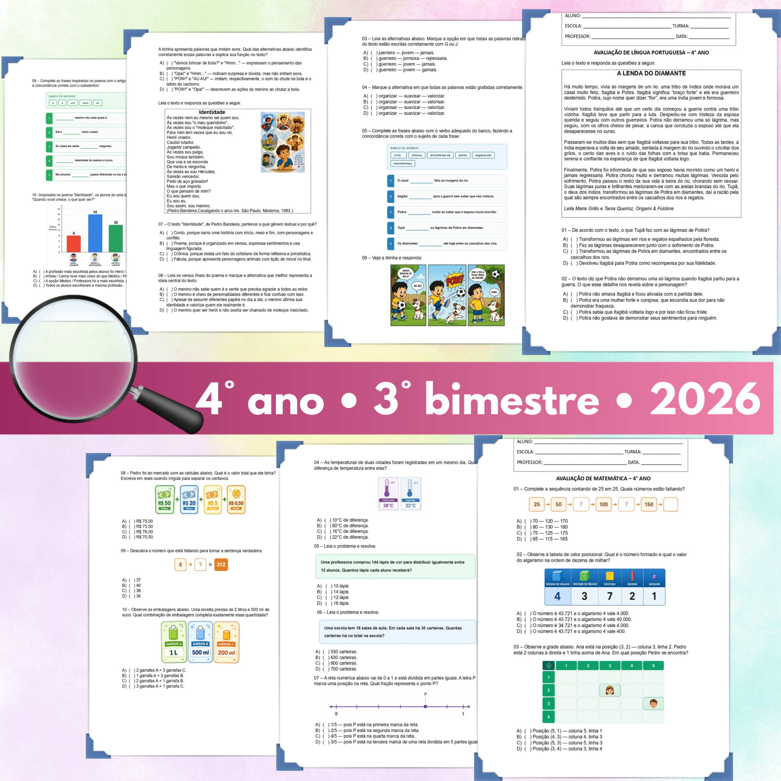 4° ano – Avaliação 2026 – 3° bimestre – Todas as disciplinas