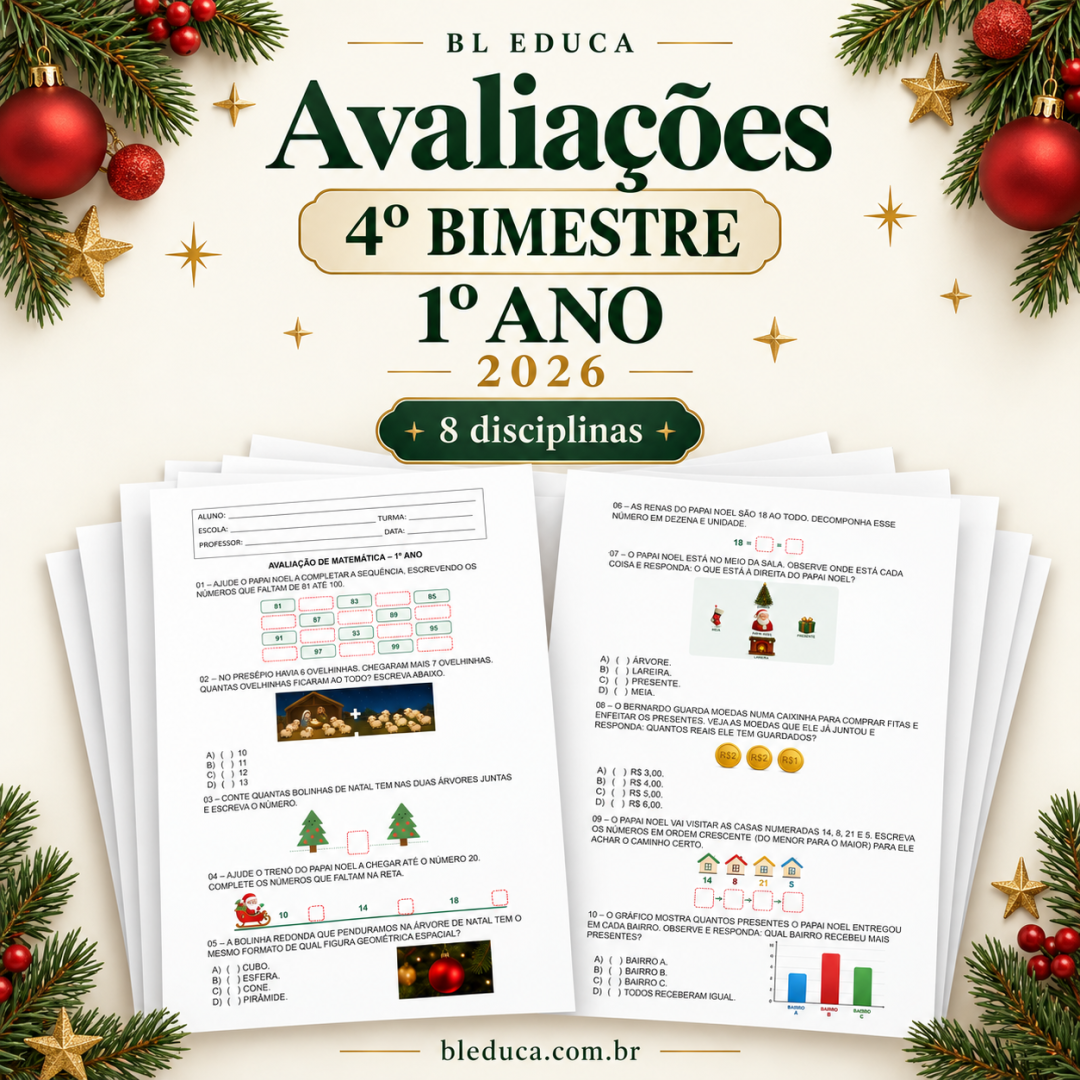 1° ano - Avaliação 2026 - 4° bimestre - Todas as disciplinas